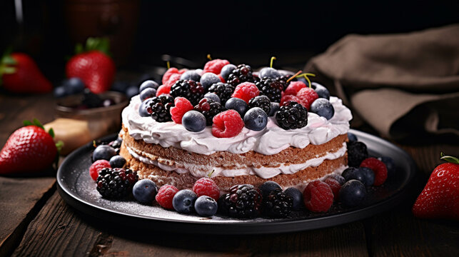 cheesecake with berries high definition(hd) photographic creative image