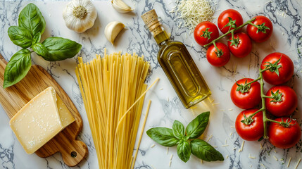 resh Italian Cooking Ingredients on Marble