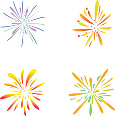 Firework icons set cartoon vector. Festive colorful salute. Celebration show in sky