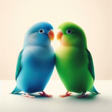 two colorful parrot love valentine photo
