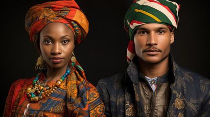Through the Timeless of Traditional Clothing and Customs Celebrated by Men and Women - obrazy, fototapety, plakaty
