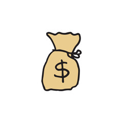 Hand drawn vector illustration money bag