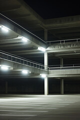 Obraz premium An empty multi level parking lot at night