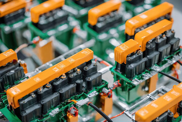 Lithium battery packs produced in modern new energy factories