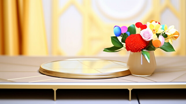 table setting with flower high definition(hd) photographic creative image