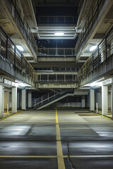 Obraz premium An empty multi level parking lot at night