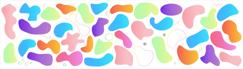 Abstract liquid shape. Set of modern graphic elements. Fluid dynamical colored forms banner. Gradient abstract liquid shapes. Vector illustration.