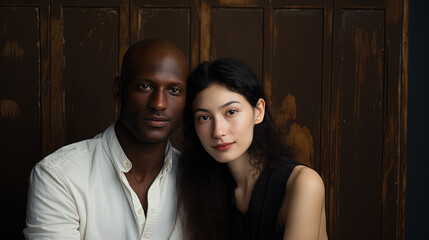 Celebrating Diversity and Unity in an Interracial Couple, a Symbolic of Racial Harmony - obrazy, fototapety, plakaty