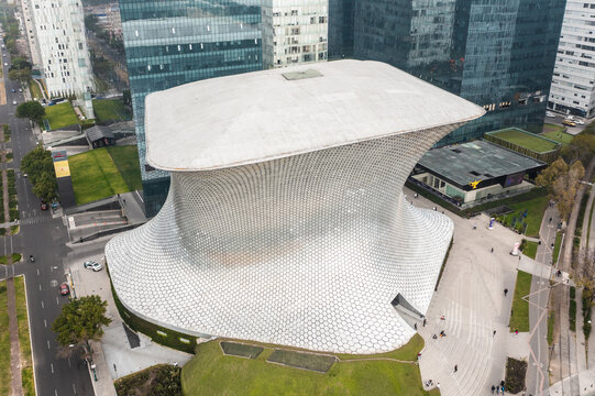 Mexico, Mexico City, February 2022 - Aerial view of Soumaya Museum