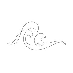 Sea waves one line drawing art. Abstract wave continuous line. - 728568936