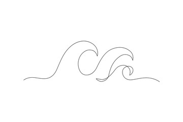 Sea waves one line drawing art. Abstract wave continuous line. - 728568953