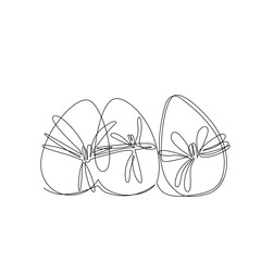Abstract eggs shapes background. Easter continuous one line drawing - 728569335