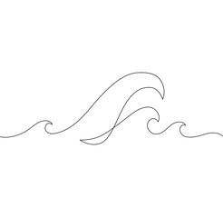 Sea waves one line drawing art. Abstract wave continuous line. - 728569387