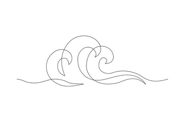Sea waves one line drawing art. Abstract wave continuous line. - 728569392