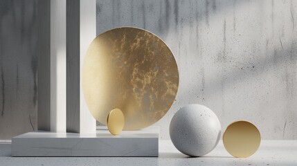 abstract grey and gold background with ring in 3D style
