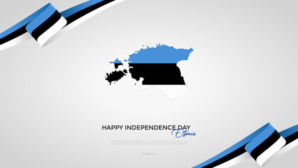 Happy Estonia Independence Day February 24th Celebration Vector Design Illustration with estonia map. Template for Poster, Banner, Advertising, Greeting Card or Print Design Element.