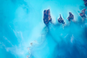 Turquoise water of the sea in Bahamas. Digital enhancement of an image by NASA
