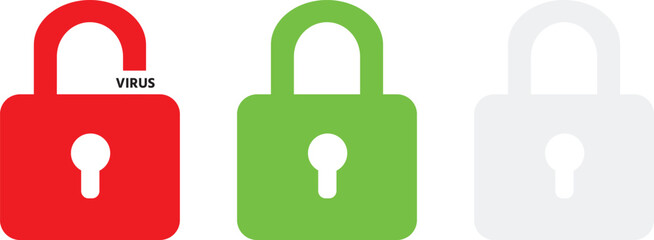 Vector illustration colourful padlock icons. Strong password and cybersecurity graphic resource.
