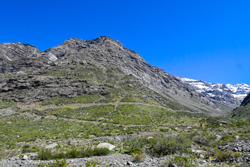 Andes mountain in summer with little snow