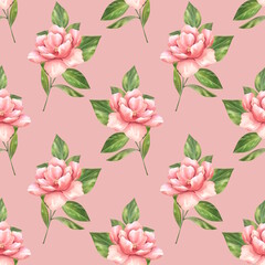 Floral seamless pattern background. Seamless pattern with flowers on pink.