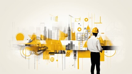 illustration of a building construction engineer