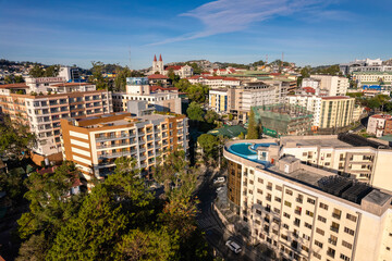 Fototapeta premium Baguio City, Philippines - Mid rise condominium buildings and hotels as seen from Happy Glenn Loop.