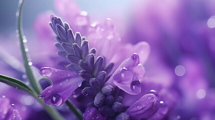 close up realistic photo of Lavender flower with water drops. generative ai - Powered by Adobe