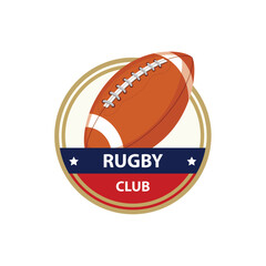 LOGO RUGBY CLUB VECTOR COLOR GOLD RED AND BLUE