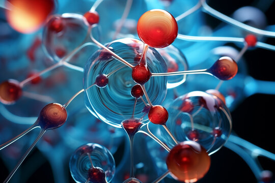 3D illustration depicting molecular structure with atoms, electrons, and connections
