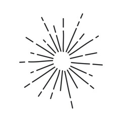 Radial firework sparks with rays line icon. Thin black simple outline round firecracker explosion to celebrate carnival party, festive silhouette of monochrome firework icon vector illustration - obrazy, fototapety, plakaty