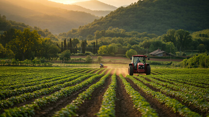 Obraz premium Organic Bounty: Farmers Nurturing Crops Naturally