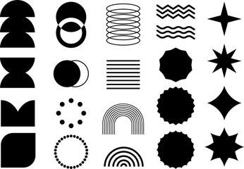 Hand drawn brutalism shapes silhouette