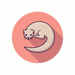 Minimalist emblem of a vector playful ferret in a flat design, cute and playful.