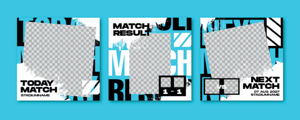 Sport social media post template , Football Match day , Full time , Next match © Alive