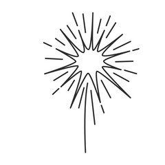 Bright star shine, starburst line icon. Thin black outline silhouette of firework explosion or fire burst, big bang of exploding star monochrome icon, sparkle display element vector illustration