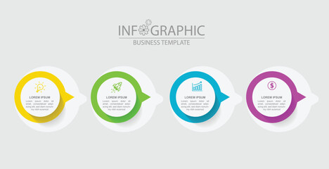 Business Infographic template 4 option steps with icons and elements for work flow and presentation