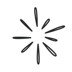 Simple explosion of sparks line icon. Thin black outline silhouette of firework rays or splashes of fire, sparks display of round shape shine monochrome icon, flare element vector illustration