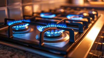Photograph of a gas stove in a household kitchen