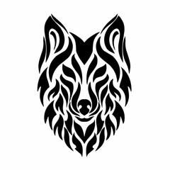 Obraz premium vector graphic illustration of tribal art face wolf black color