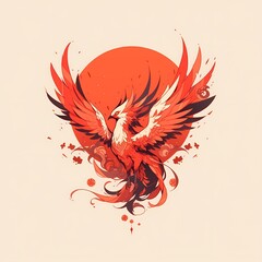 Fiery Phoenix Illustration - obrazy, fototapety, plakaty
