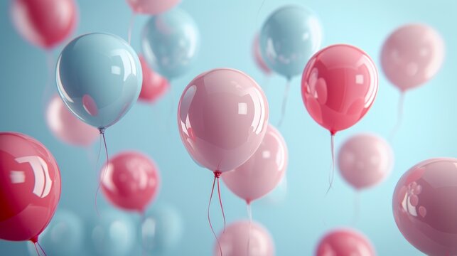 A minimalist balloon-themed scene highlighting a clean frame and floating balloons in soft hues