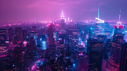 Fototapeta premium A neon-lit cityscape at night, blending the future with urban elegance