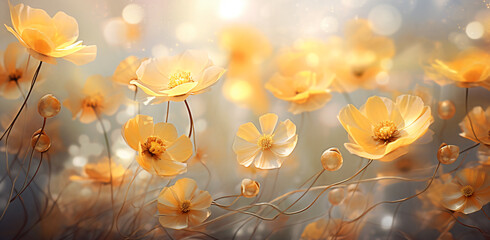 Obraz na płótnie Canvas yellow flowers on a light background