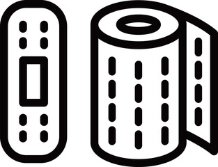 防災に必要な持ち物の線画単品アイコン　絆創膏　包帯