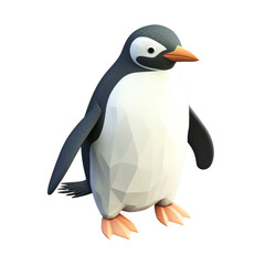 Obraz premium Low Poly Penguin Character; Geometric Antarctic Bird; Polygonal Penguin Illustration