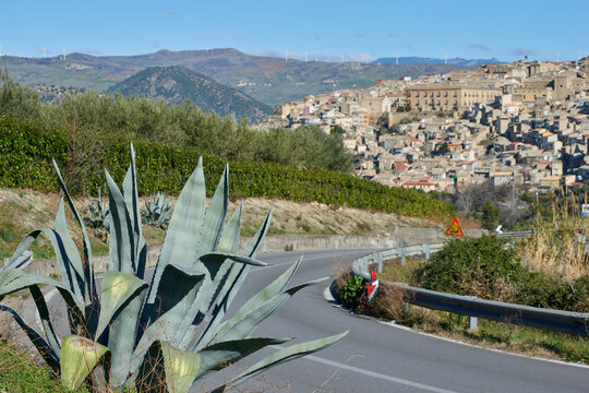 the provincial road that leads to Leonforte in Central Sicily in the Province of Enna