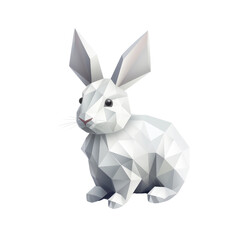 Geometric White Rabbit Art; Low Poly Bunny Design; Abstract Rabbit Digital Illustration