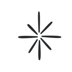 Simple explosion of sparks line icon. Thin black outline silhouette of firework rays or splashes of fire, sparks display of round shape shine monochrome icon, flare element vector illustration