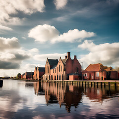 houses on the river Generative AI