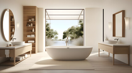 luxury bathroom interior with white background